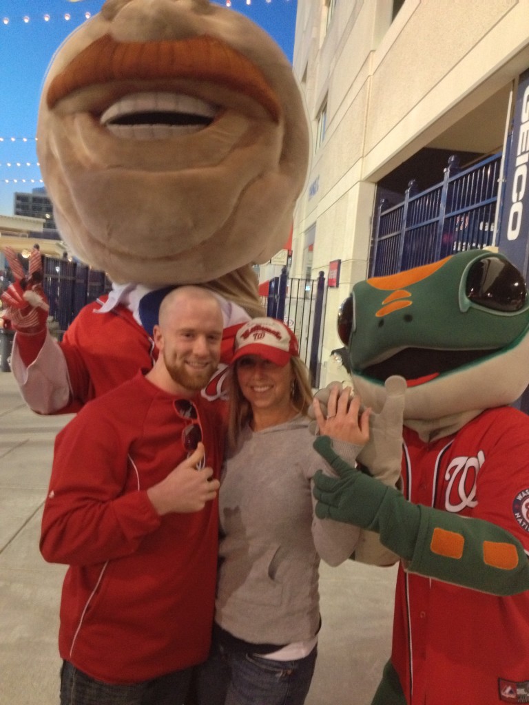Jess showing off the ring with Teddy and the Geico lizard